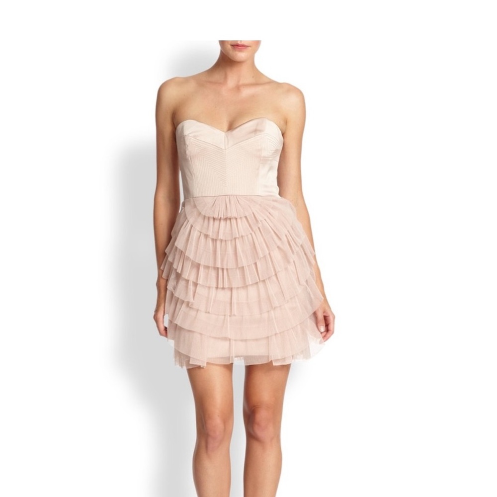 BCBGMaxAzria Bare Pink Mini Cocktail Dress (with strapless option)